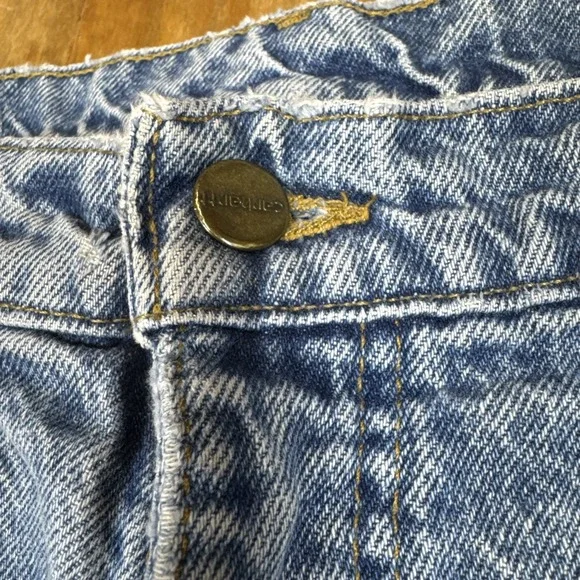 Vtg Carhartt Flannel Lined Jeans Mens 36x30 Light Blue Dungaree Work Distressed‎ - Picture 5 of 16